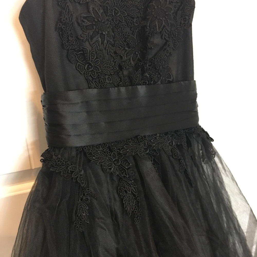 ABS Elegant formal black strapless midi dress gown - Picture 4 of 10